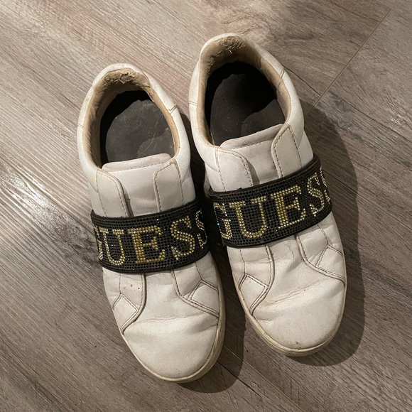 GUESS white sneakers rhinestone gold black glitter - Picture 5 of 5